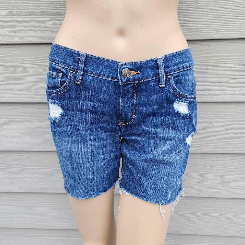 ABERCROMBIE & FITCH | Perfect Stretch Distressed Jean Shorts